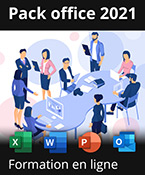 Pack 4 formations en ligne : Excel, Word, PowerPoint et Outlook 2021 + les livres numériques Excel, Word, PowerPoint et Outlook 2021 - Valables 1 an, en illimité